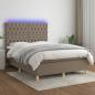 Preview: ARDEBO.de - Boxspringbett mit Matratze & LED Taupe 140x190 cm Stoff