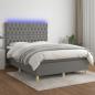 Preview: ARDEBO.de - Boxspringbett mit Matratze & LED Dunkelgrau 140x190 cm Stoff