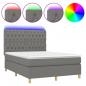 Preview: Boxspringbett mit Matratze & LED Dunkelgrau 140x190 cm Stoff