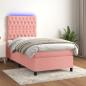 Preview: ARDEBO.de - Boxspringbett mit Matratze & LED Rosa 80x200 cm Samt