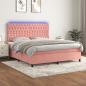 Preview: ARDEBO.de - Boxspringbett mit Matratze & LED Rosa 160x200 cm Samt