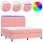 Preview: Boxspringbett mit Matratze & LED Rosa 160x200 cm Samt