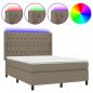 Preview: Boxspringbett mit Matratze & LED Taupe 140x190 cm Stoff