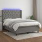 Preview: ARDEBO.de - Boxspringbett mit Matratze & LED Dunkelgrau 140x200 cm Stoff