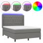 Preview: Boxspringbett mit Matratze & LED Dunkelgrau 140x200 cm Stoff