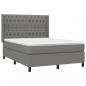 Preview: Boxspringbett mit Matratze & LED Dunkelgrau 140x190 cm Stoff