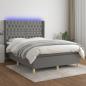 Preview: ARDEBO.de - Boxspringbett mit Matratze & LED Dunkelgrau 140x190 cm Stoff