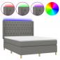 Preview: Boxspringbett mit Matratze & LED Dunkelgrau 140x200 cm Stoff