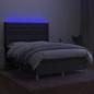 Preview: Boxspringbett mit Matratze & LED Dunkelgrau 140x200 cm Stoff