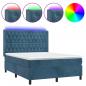 Preview: Boxspringbett mit Matratze & LED Dunkelblau 140x190 cm Samt