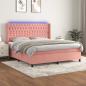 Preview: ARDEBO.de - Boxspringbett mit Matratze & LED Rosa 160x200 cm Samt 