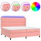 Preview: Boxspringbett mit Matratze & LED Rosa 160x200 cm Samt 