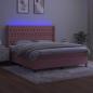 Preview: Boxspringbett mit Matratze & LED Rosa 160x200 cm Samt 