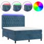 Preview: Boxspringbett mit Matratze & LED Dunkelblau 140x200 cm Samt