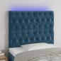 Preview: ARDEBO.de - LED Kopfteil Dunkelblau 90x7x118/128 cm Samt