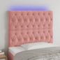 Preview: ARDEBO.de - LED Kopfteil Rosa 90x7x118/128 cm Samt