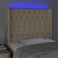 Preview: LED Kopfteil Creme 93x16x118/128 cm Stoff