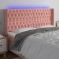 Preview: ARDEBO.de - LED Kopfteil Rosa 183x16x118/128 cm Samt