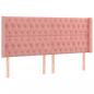 Preview: LED Kopfteil Rosa 183x16x118/128 cm Samt