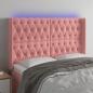 Preview: ARDEBO.de - LED Kopfteil Rosa 147x16x118/128 cm Samt