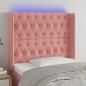 Preview: ARDEBO.de - LED Kopfteil Rosa 93x16x118/128 cm Samt