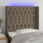 Preview: ARDEBO.de - LED Kopfteil Taupe 93x16x118/128 cm Stoff