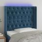 Preview: ARDEBO.de - LED Kopfteil Dunkelblau 93x16x118/128 cm Samt