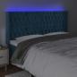 Preview: LED Kopfteil Dunkelblau 183x16x118/128 cm Samt