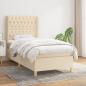 Preview: ARDEBO.de - Boxspringbett mit Matratze Creme 90x190 cm Stoff