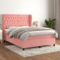 Preview: ARDEBO.de - Boxspringbett mit Matratze Rosa 140x190 cm Samt