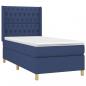 Preview: Boxspringbett mit Matratze Blau 90x200 cm Stoff