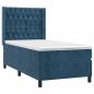 Preview: Boxspringbett mit Matratze Dunkelblau 90x190 cm Samt