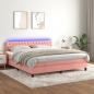 Preview: ARDEBO.de - Boxspringbett mit Matratze & LED Rosa 180x200 cm Samt