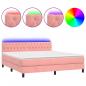 Preview: Boxspringbett mit Matratze & LED Rosa 180x200 cm Samt