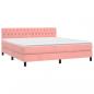 Preview: Boxspringbett mit Matratze & LED Rosa 180x200 cm Samt