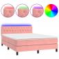 Preview: Boxspringbett mit Matratze & LED Rosa 140x190 cm Samt