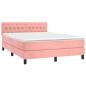 Preview: Boxspringbett mit Matratze & LED Rosa 140x190 cm Samt