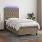 Preview: ARDEBO.de - Boxspringbett mit Matratze & LED Taupe 90x190 cm Stoff