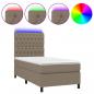 Preview: Boxspringbett mit Matratze & LED Taupe 90x190 cm Stoff