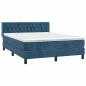 Preview: Boxspringbett mit Matratze Dunkelblau 140x200 cm Samt