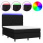 Preview: Boxspringbett mit Matratze & LED Schwarz 140x200 cm Stoff