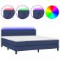 Preview: Boxspringbett mit Matratze & LED Blau 180x200 cm Stoff