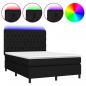 Preview: Boxspringbett mit Matratze & LED Schwarz 140x190 cm Stoff