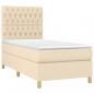 Preview: Boxspringbett mit Matratze & LED Creme 90x190 cm Stoff