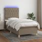 Preview: ARDEBO.de - Boxspringbett mit Matratze & LED Taupe 90x200 cm Stoff