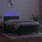 Preview: Boxspringbett mit Matratze & LED Dunkelgrün 90x200 cm Samt