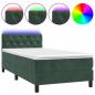 Preview: Boxspringbett mit Matratze & LED Dunkelgrün 80x200 cm Samt