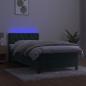 Preview: Boxspringbett mit Matratze & LED Dunkelgrün 80x200 cm Samt