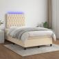 Preview: ARDEBO.de - Boxspringbett mit Matratze & LED Creme 120x200 cm Stoff