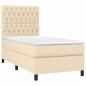 Preview: Boxspringbett mit Matratze & LED Creme 90x200 cm Stoff